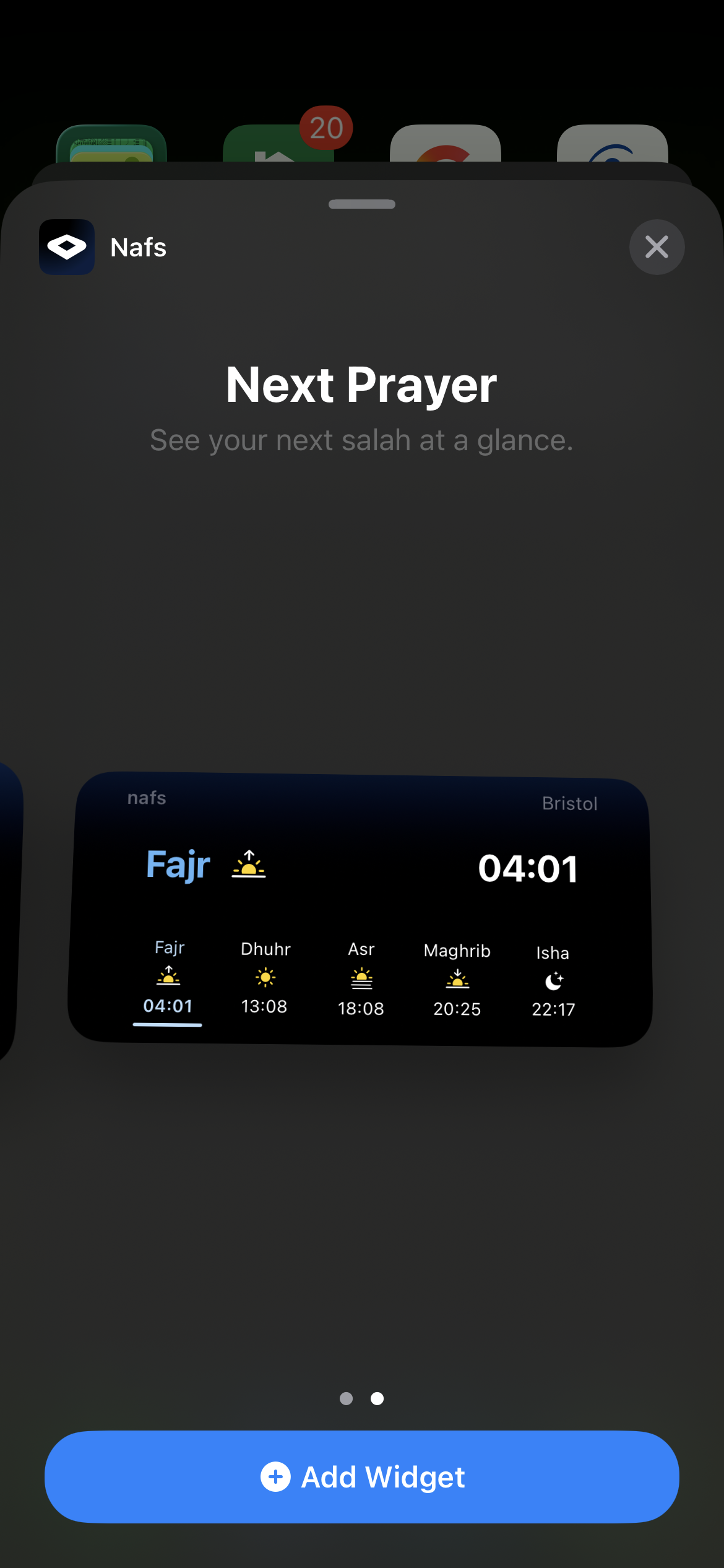 Nafs app — home widget